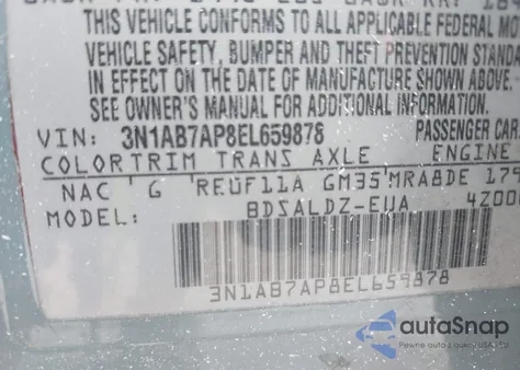 2014 Nissan Sentra Sv z USA, uszkodzony, nr VIN 3N1AB7AP8EL659878